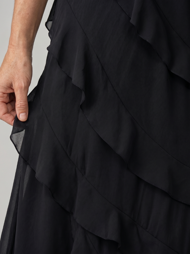 Riper | Robe Maxi à Bretelles Fines avec Volants Superposés