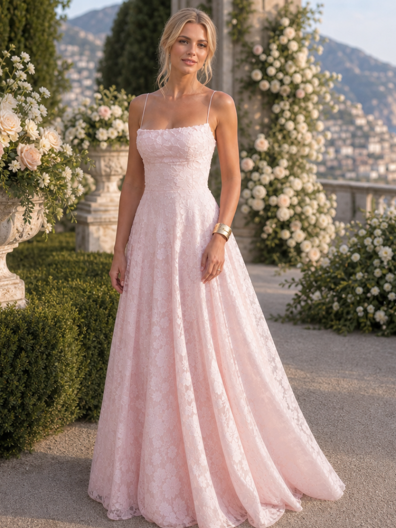Valenne | Robe Maxi en Dentelle Complète à Bretelles Fines