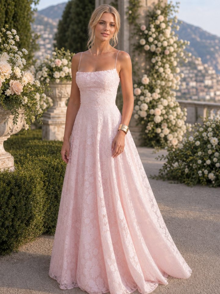 Valenne | Robe Maxi en Dentelle Complète à Bretelles Fines
