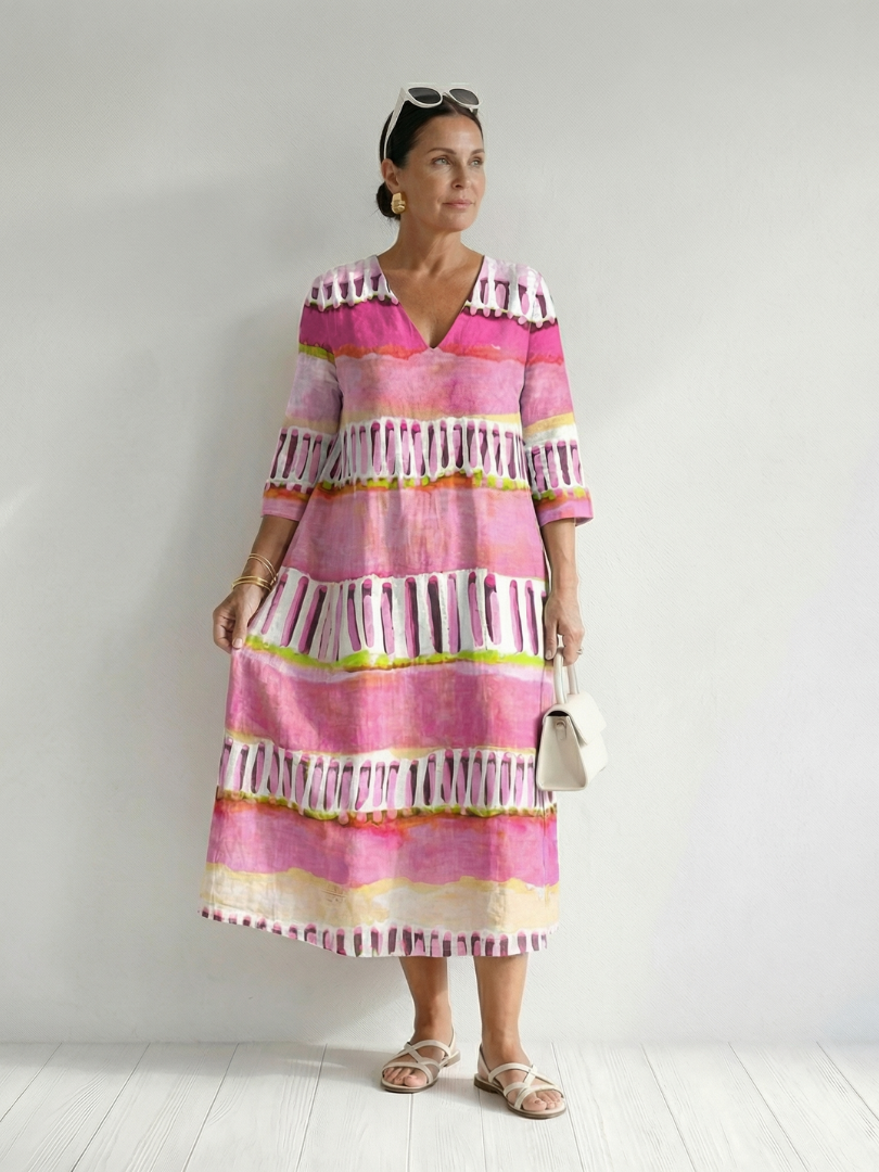 Calla | Robe Midi à Rayures à Flux Facile