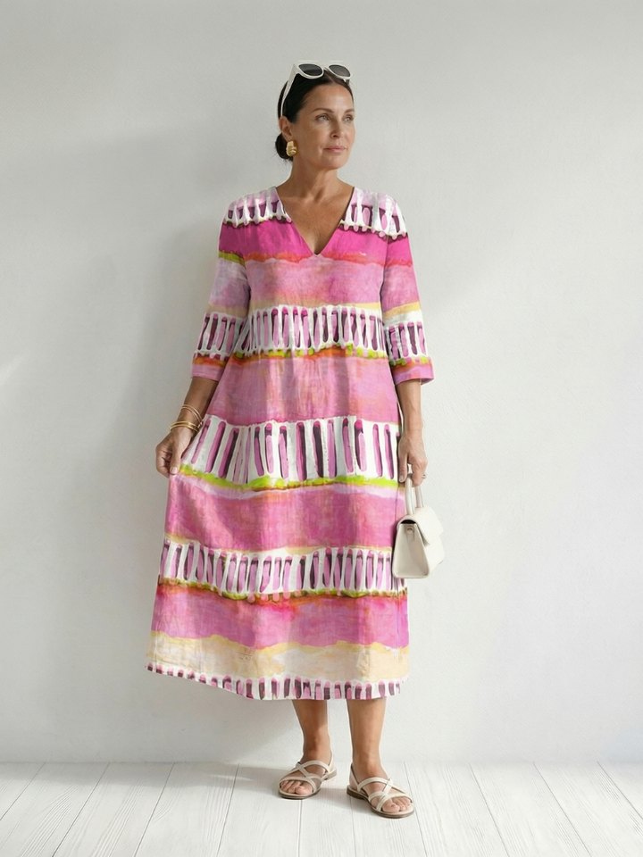 Calla | Robe Midi à Rayures à Flux Facile