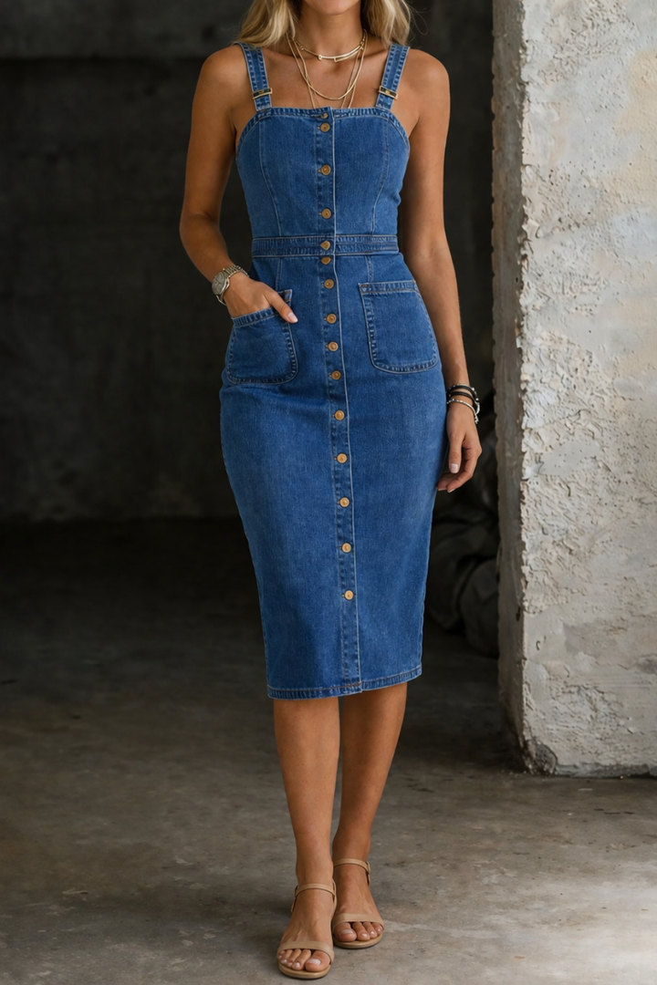 Indira | Robe en Jean Boutonnée