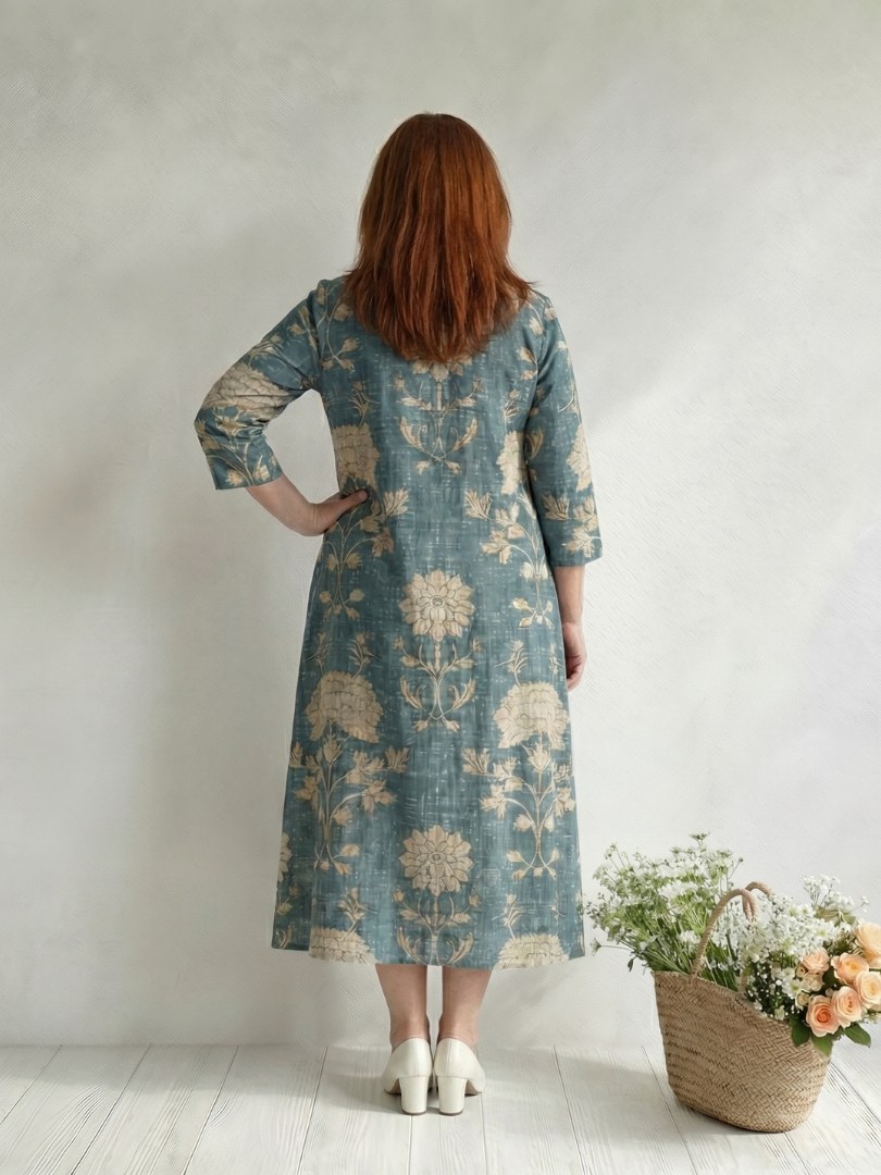 Skye | Robe Midi Fleurie à Forme Douce