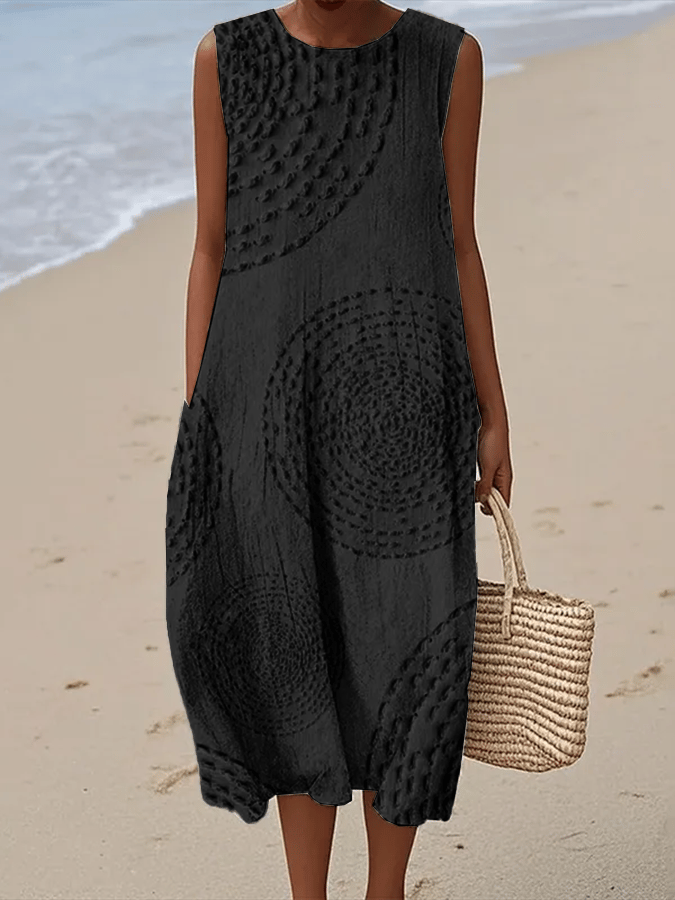 Robe Décontractée Sans Manches à Col Rond