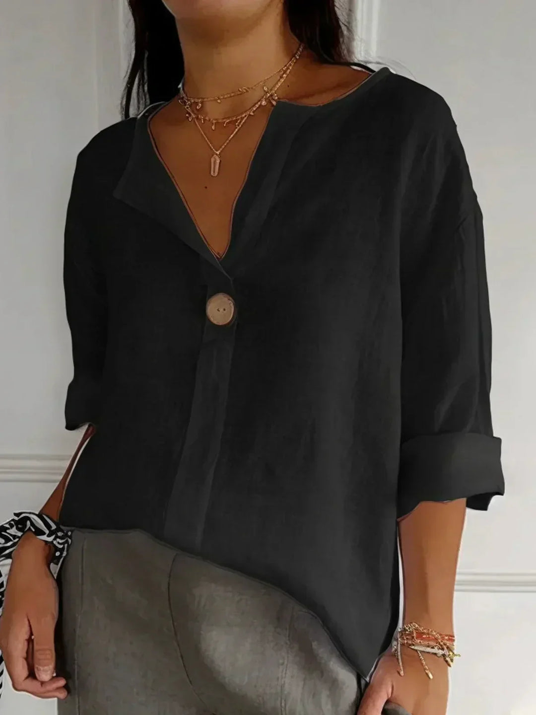 Luna - Blouse Décontractée à Col V