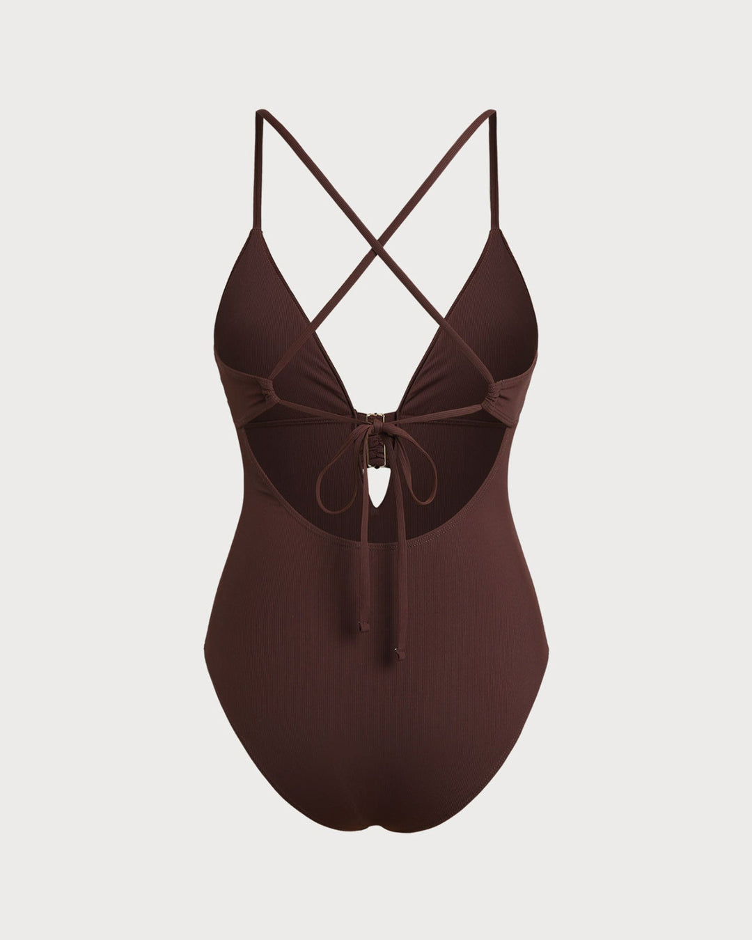 Maillot de bain une pièce découpé marron