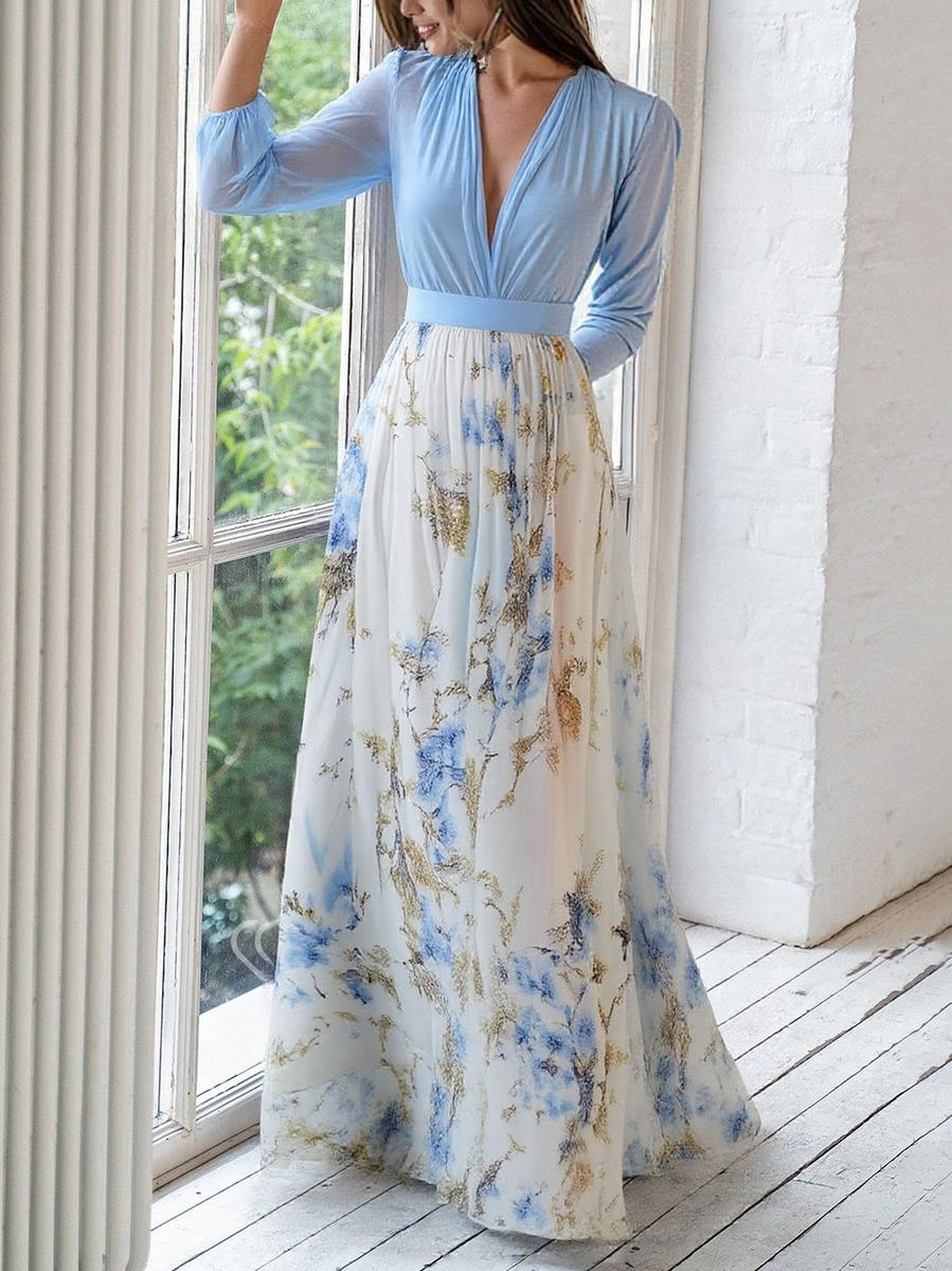 Belle Robe Maxi avec Imprimé Floral