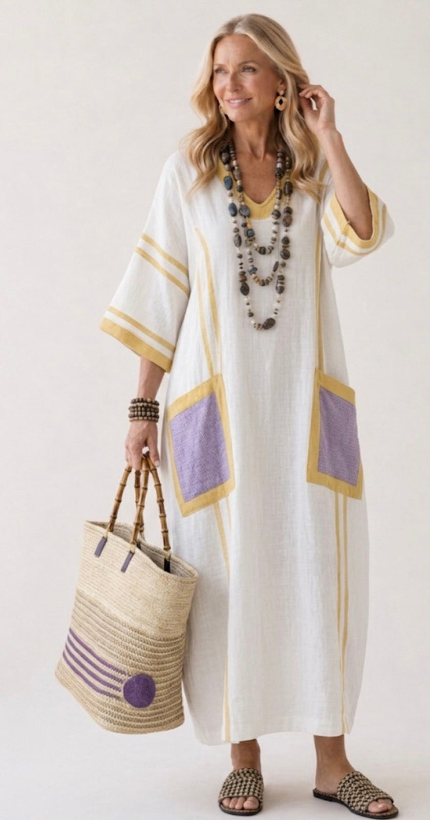 Zafira | Robe maxi à poches à manches courtes en V