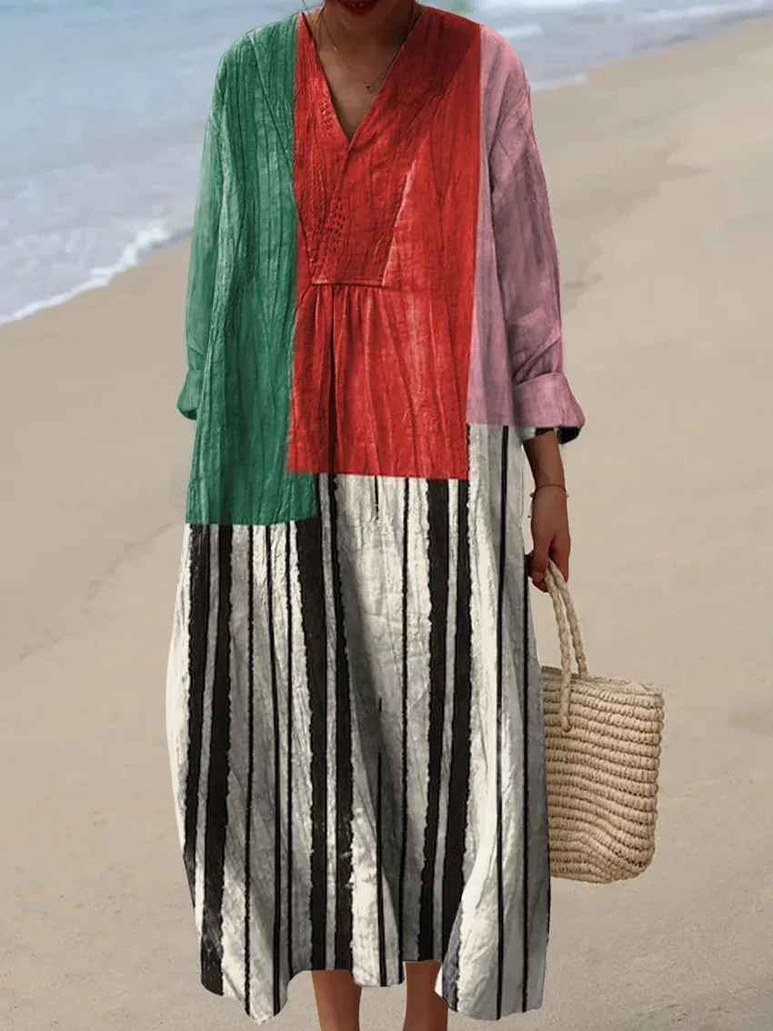 Robe Imprimée Géométrique Rétro