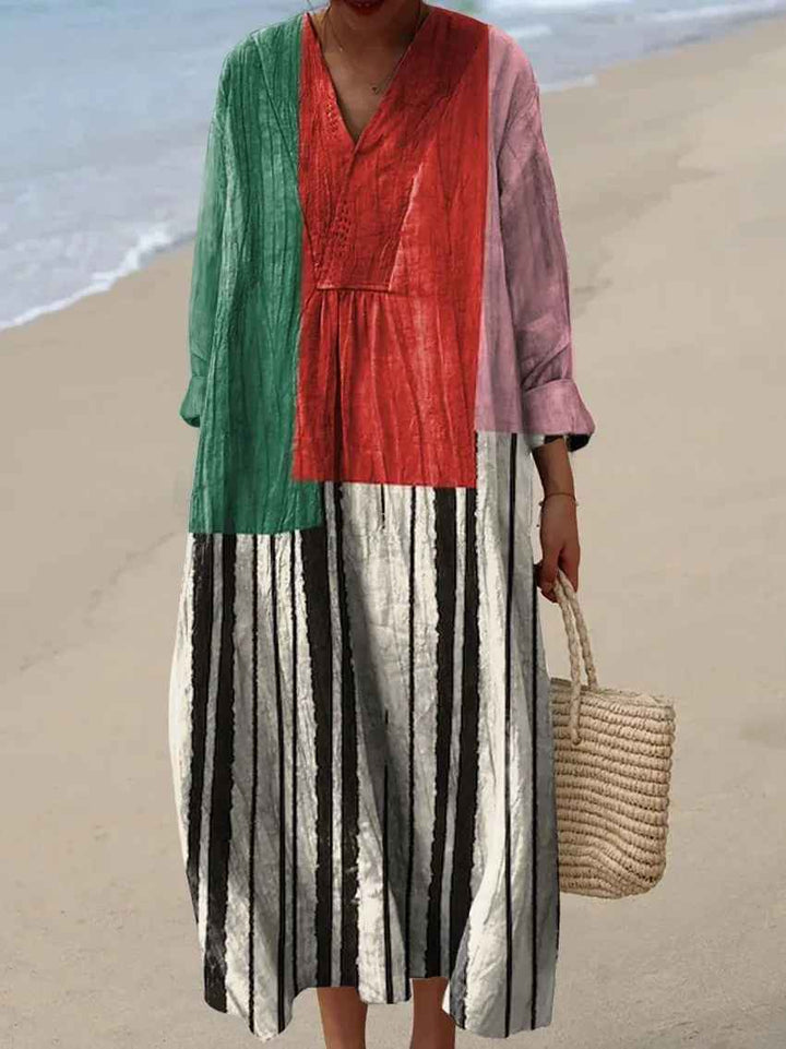 Robe Imprimée Géométrique Rétro