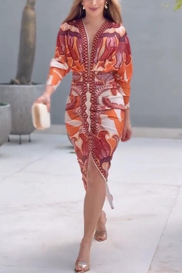 Eva | Robe Midi Dolman Unique Imprimé Évasion ensoleillée