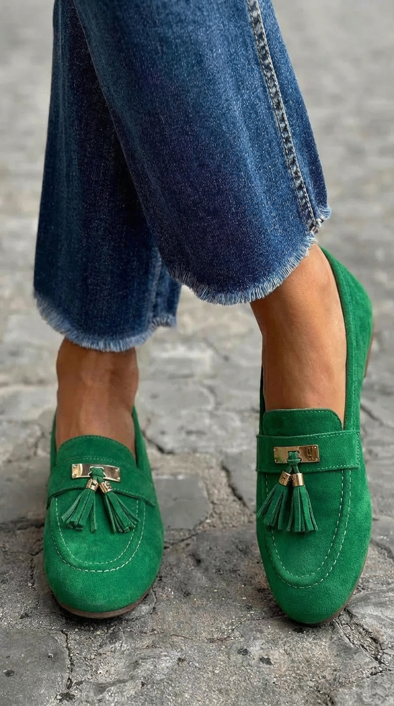 Racheli™ | Mocassin à pampilles en daim classique