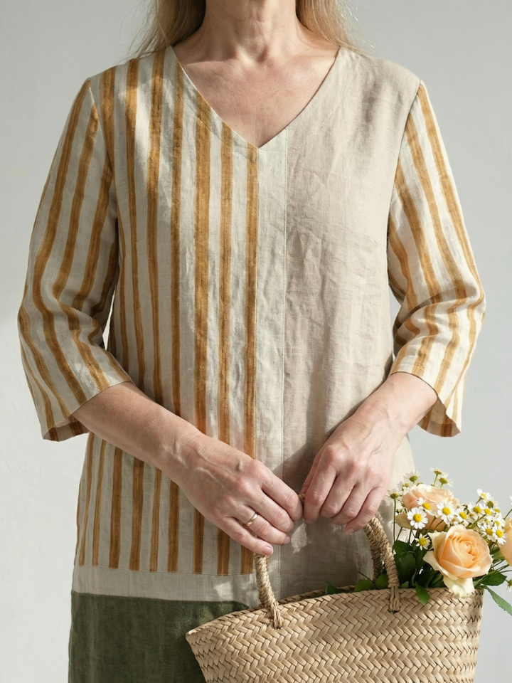 Soren | Robe Midi à Rayures Mixtes Légères
