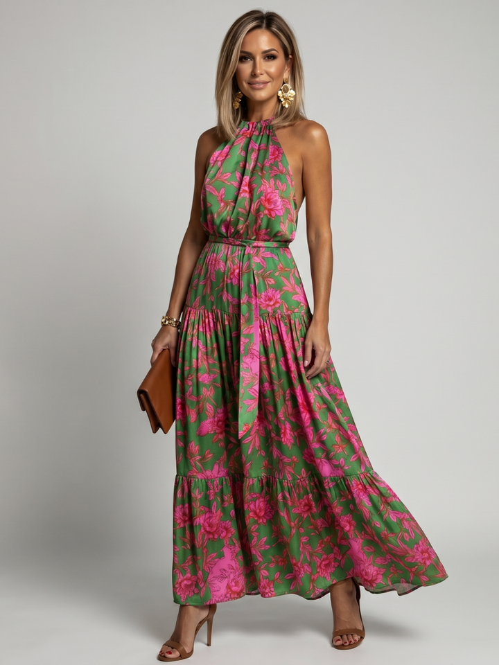 Rowen | Robe Midi Drapée à Encolure Halter