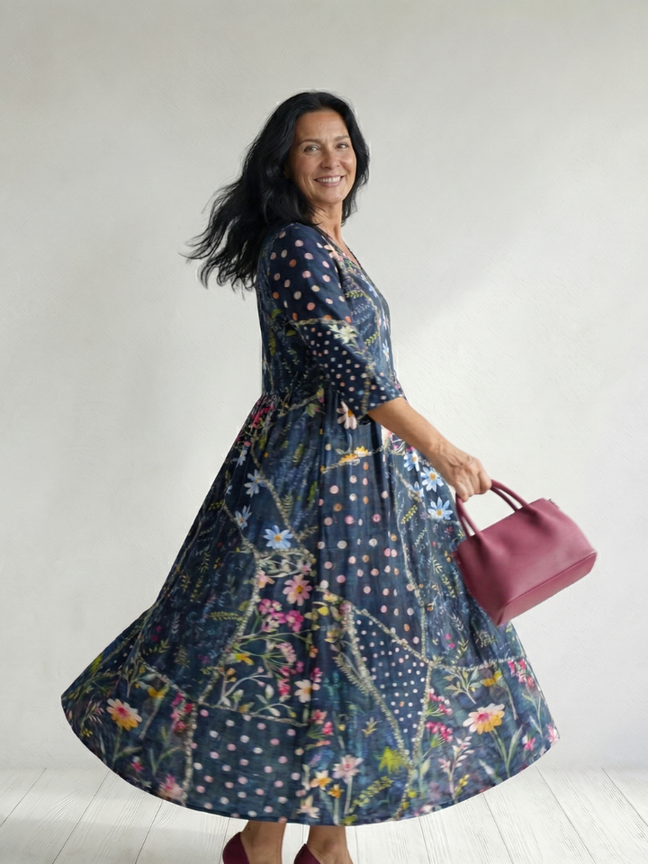 Zane | Robe Midi Florale Facile à Rassembler