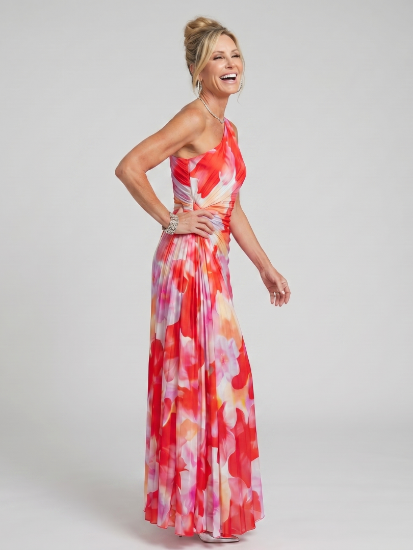 Taya | Robe Midi à Bustier Plissé à Une Épaule