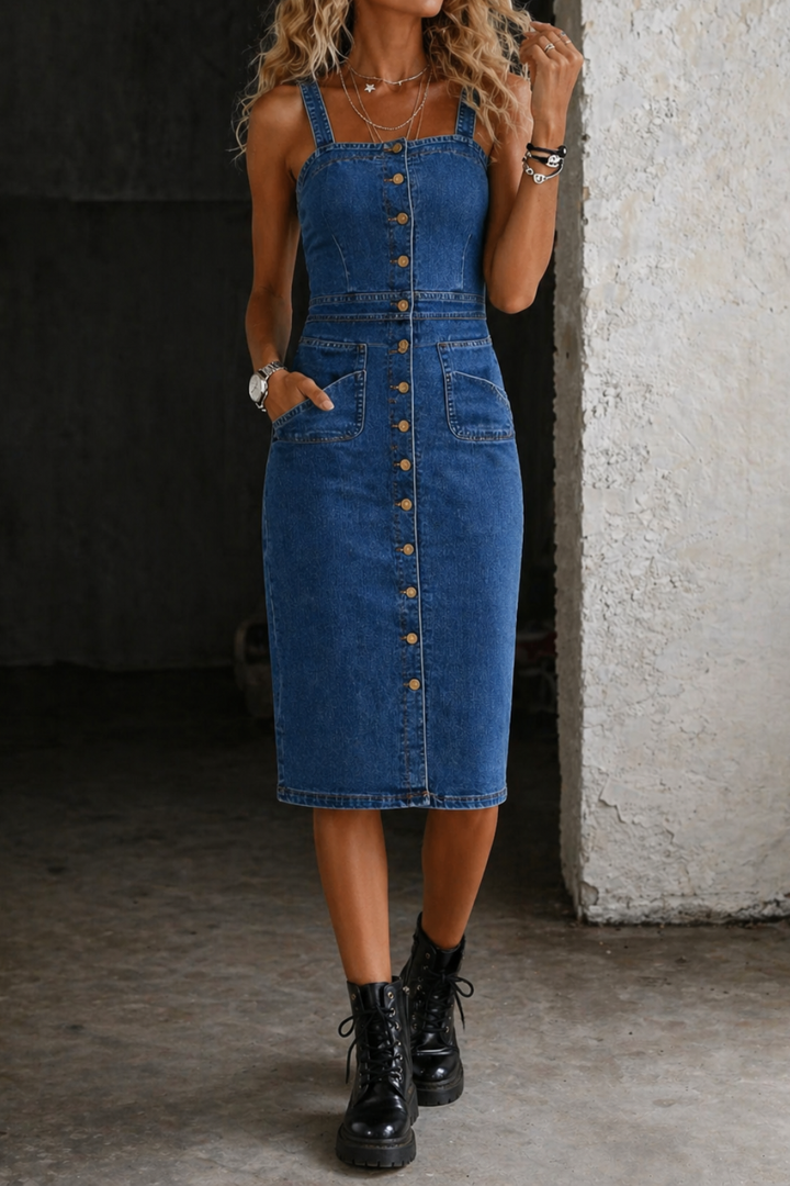 Indira | Robe en Jean Boutonnée