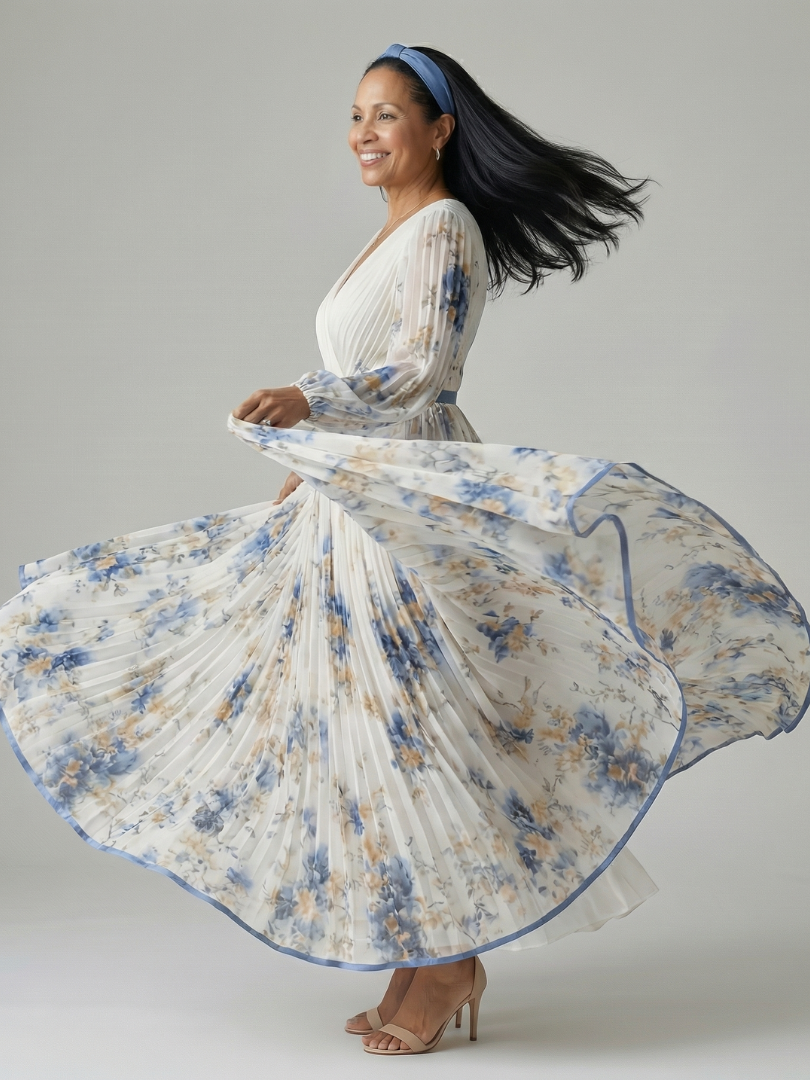 Eva | Robe midi croisée plissée