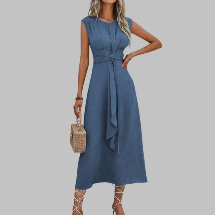 Lucas & Léa Paris - Robe Maxi Élegante Sans Manches à Col Rond