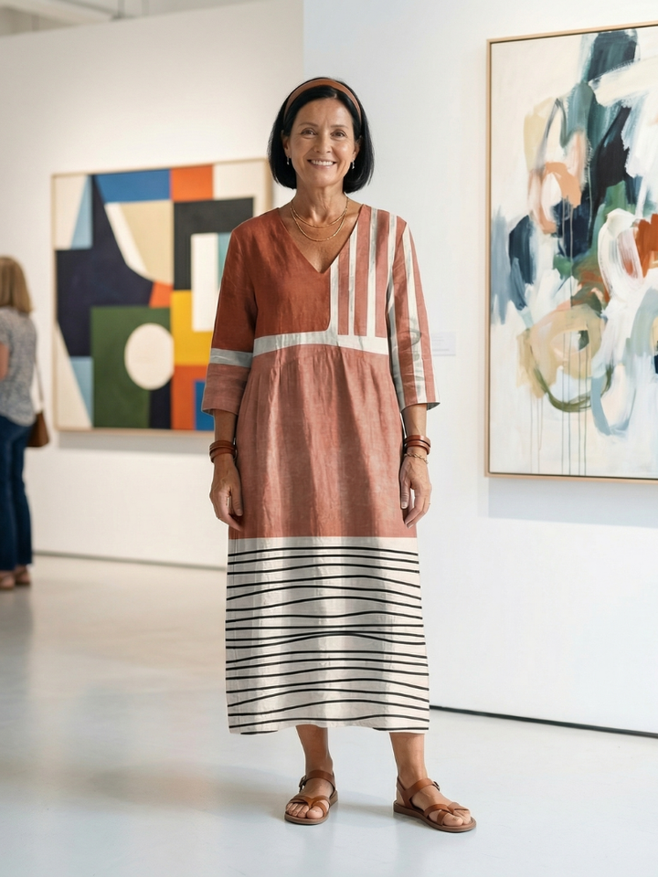 Remy | Robe Midi à Rayures Mixtes