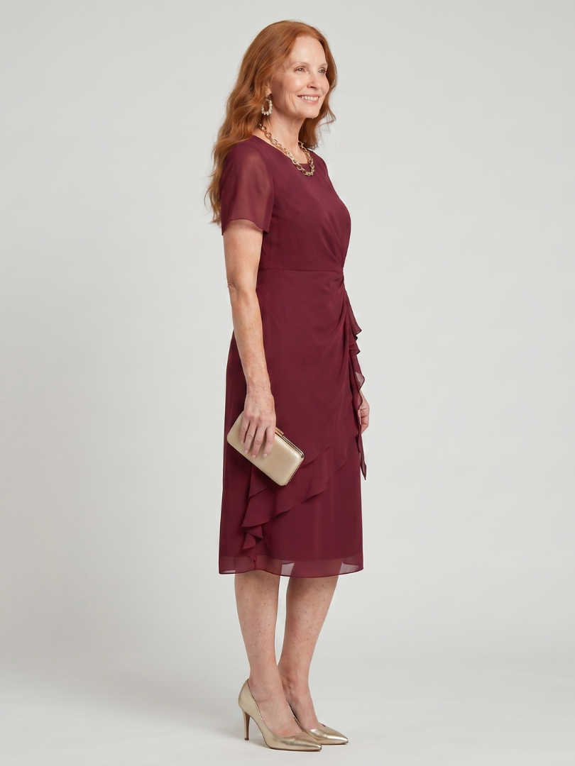 Eira | Robe Midi à Manches Courtes et Ourlet Superposé