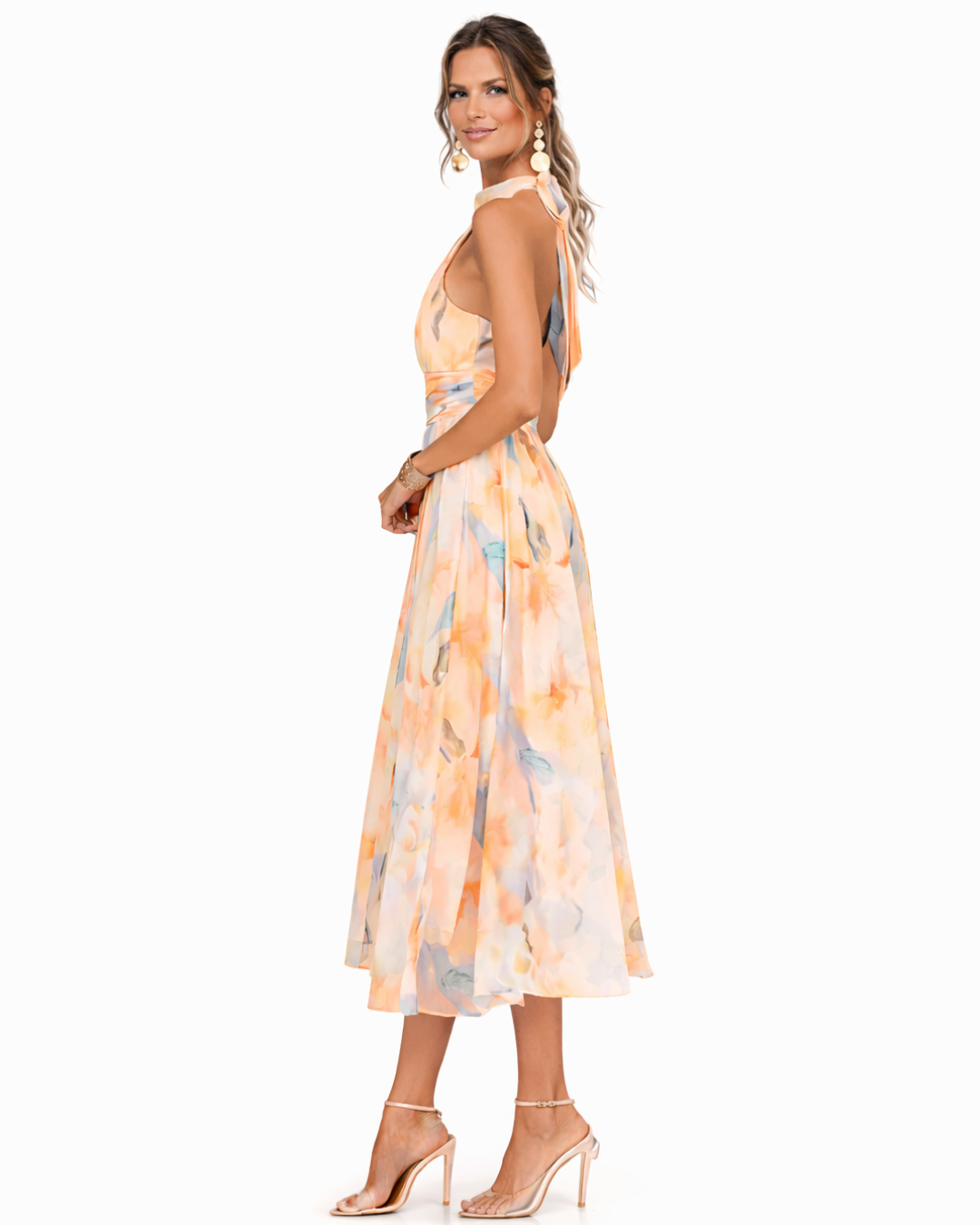 Aurora - Robe à Col Halter et Imprimé Aquarelle