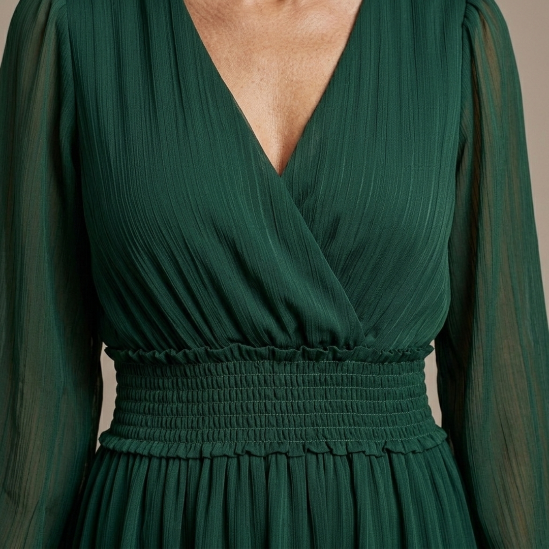 María - Robe en chiffon avec décolleté en V