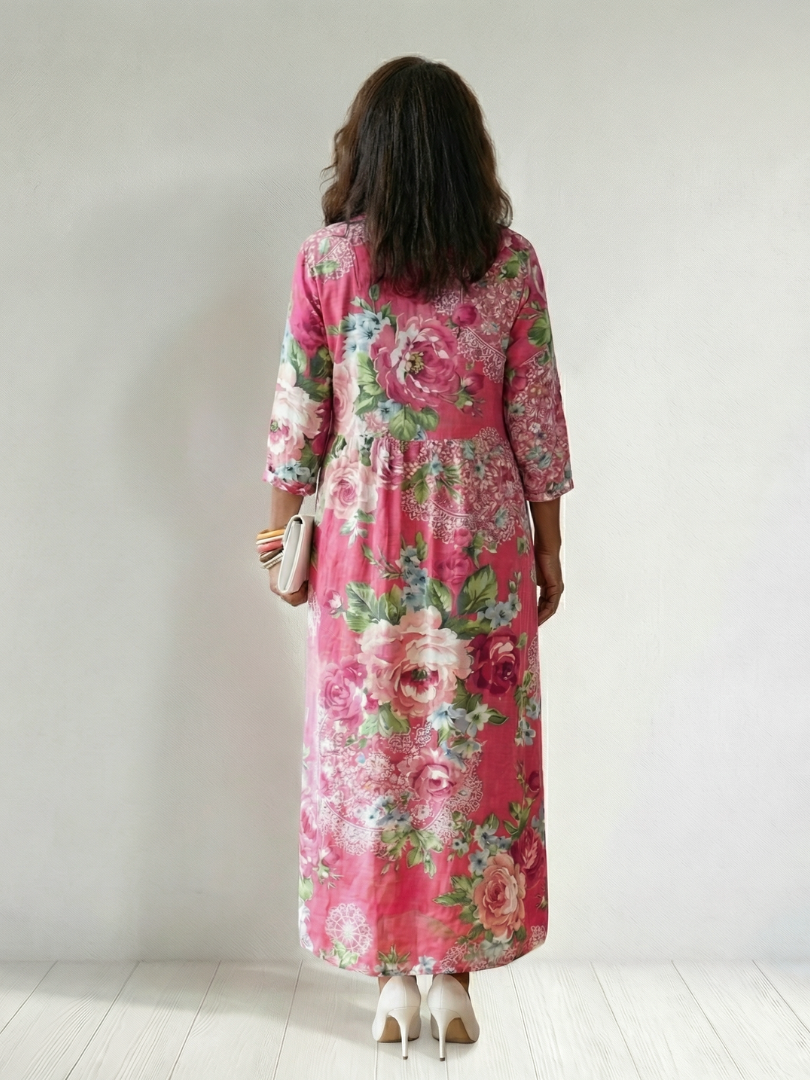 Freya | Robe Midi Fleurs de Jardin