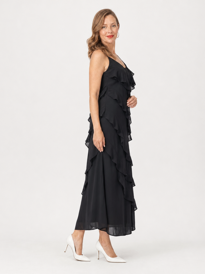 Riper | Robe Maxi à Bretelles Fines avec Volants Superposés