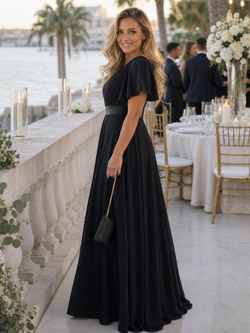 Mige | Robe Maxi à Manches Flottantes et Taille Définie