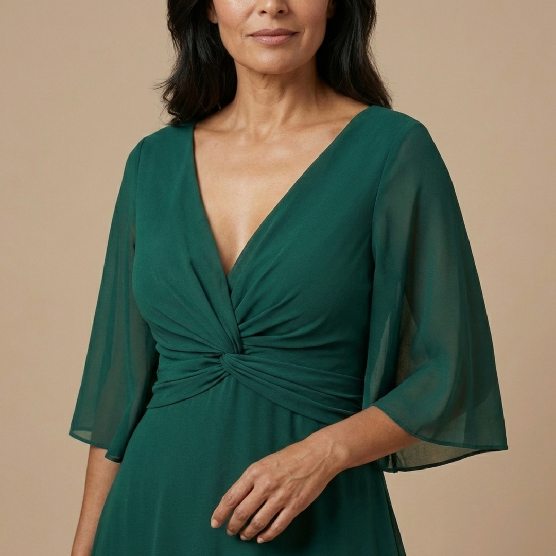 Lucía - Robe en chiffon avec décolleté en V