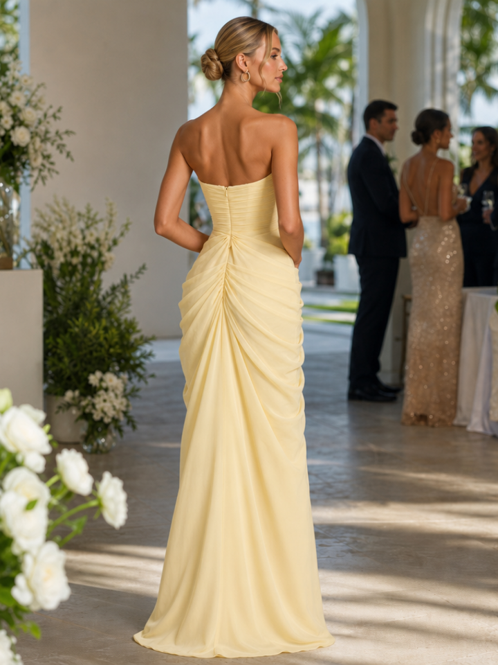 Ishra | Robe Maxi Bustier avec Fente Latérale Haute