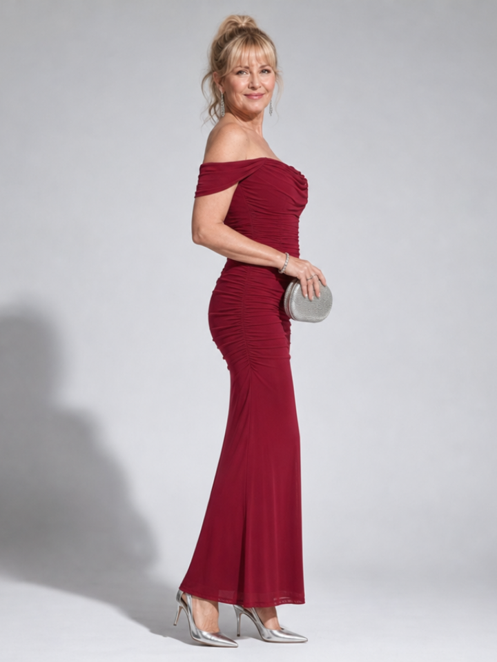 Wesel | Robe Midi Épaules Dénudées à Silhouette Ajustée