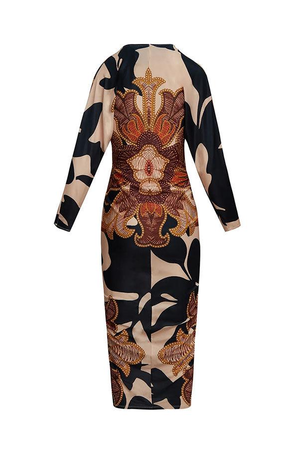 Eva | Robe Midi Dolman Unique Imprimé Évasion ensoleillée