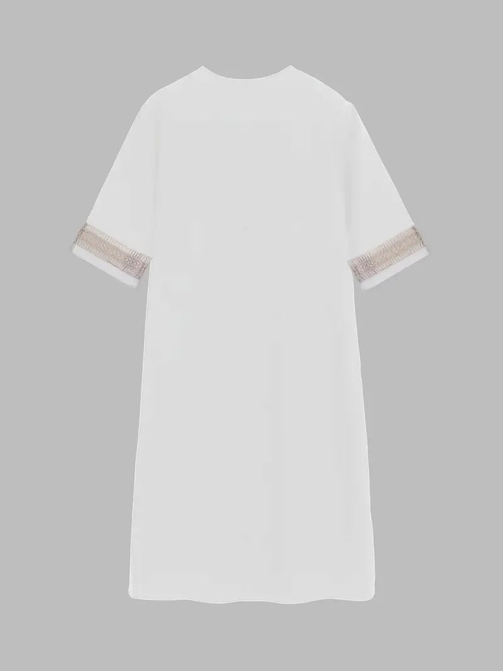 Robe d'été à col en V et détails en crochet pour femmes - Minty