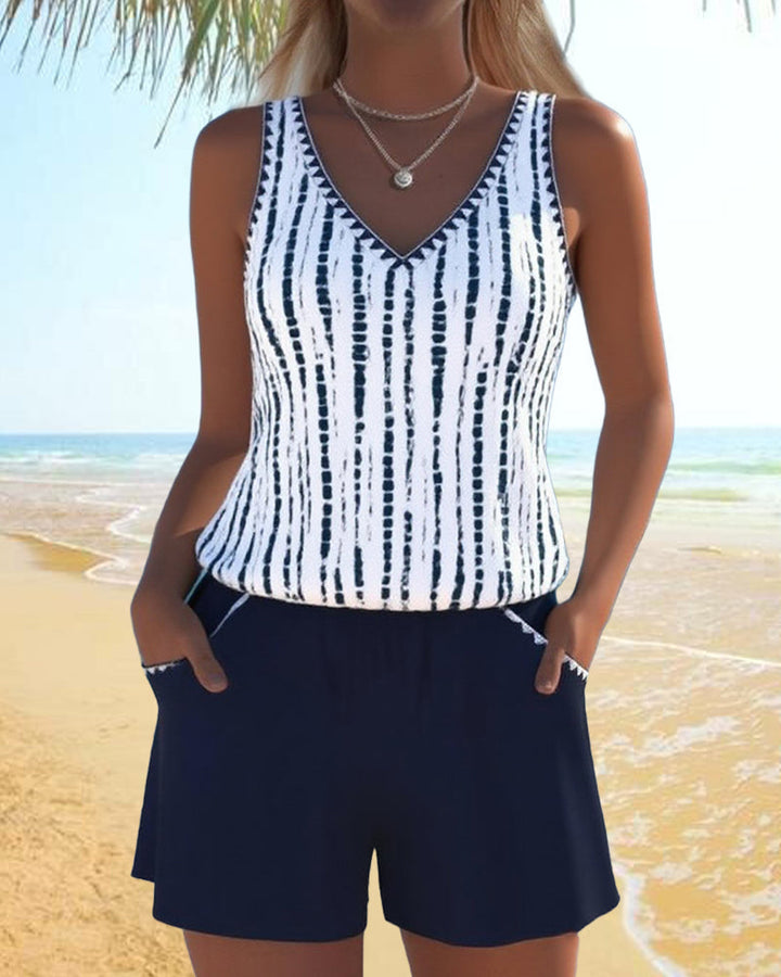 Leslie - Ensemble de Tankini Décontracté avec Shorts