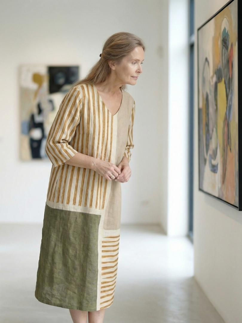 Soren | Robe Midi à Rayures Mixtes Légères