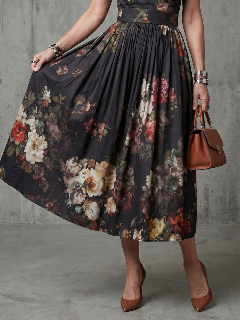 Mónica | Robe midi plissée florale