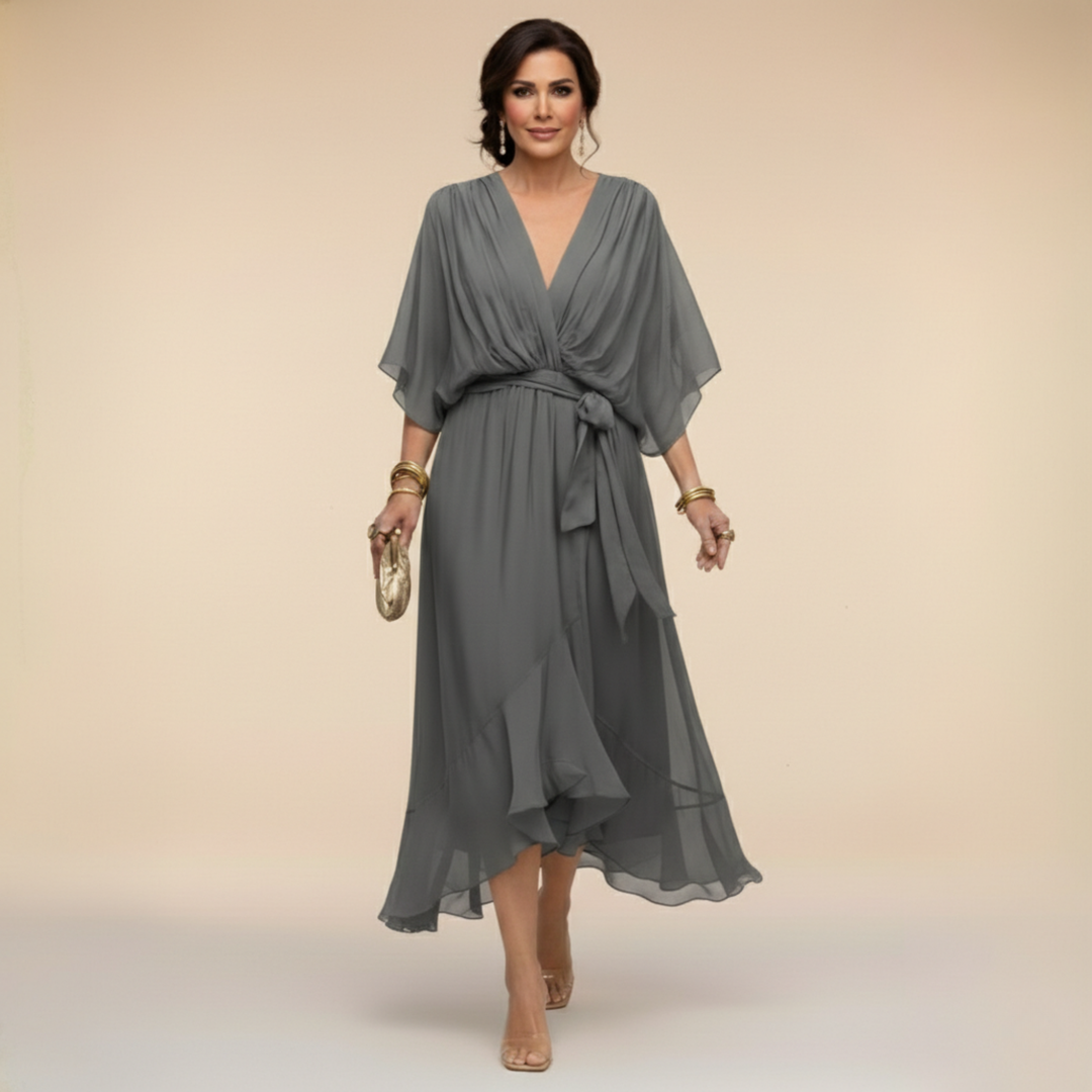 Monica - Robe en chiffon avec décolleté en V
