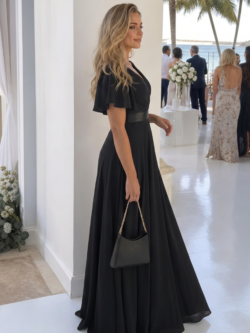 Mige | Robe Maxi à Manches Flottantes et Taille Définie