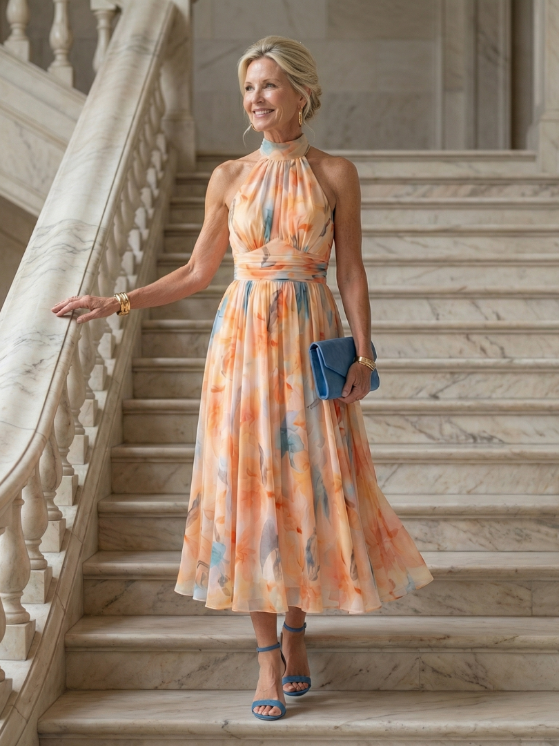Elena | Robe midi halter