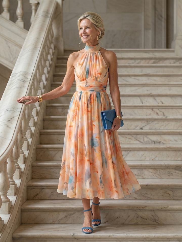 Elena | Robe midi halter