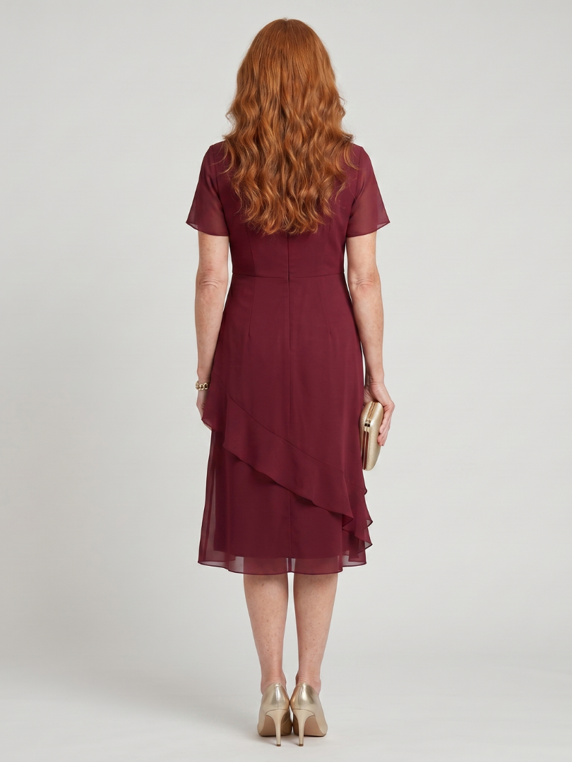 Eira | Robe Midi à Manches Courtes et Ourlet Superposé
