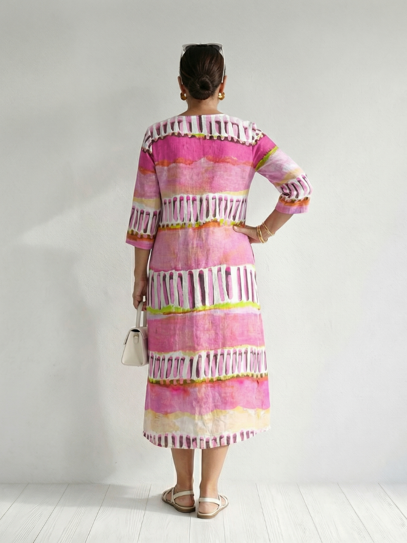 Calla | Robe Midi à Rayures à Flux Facile