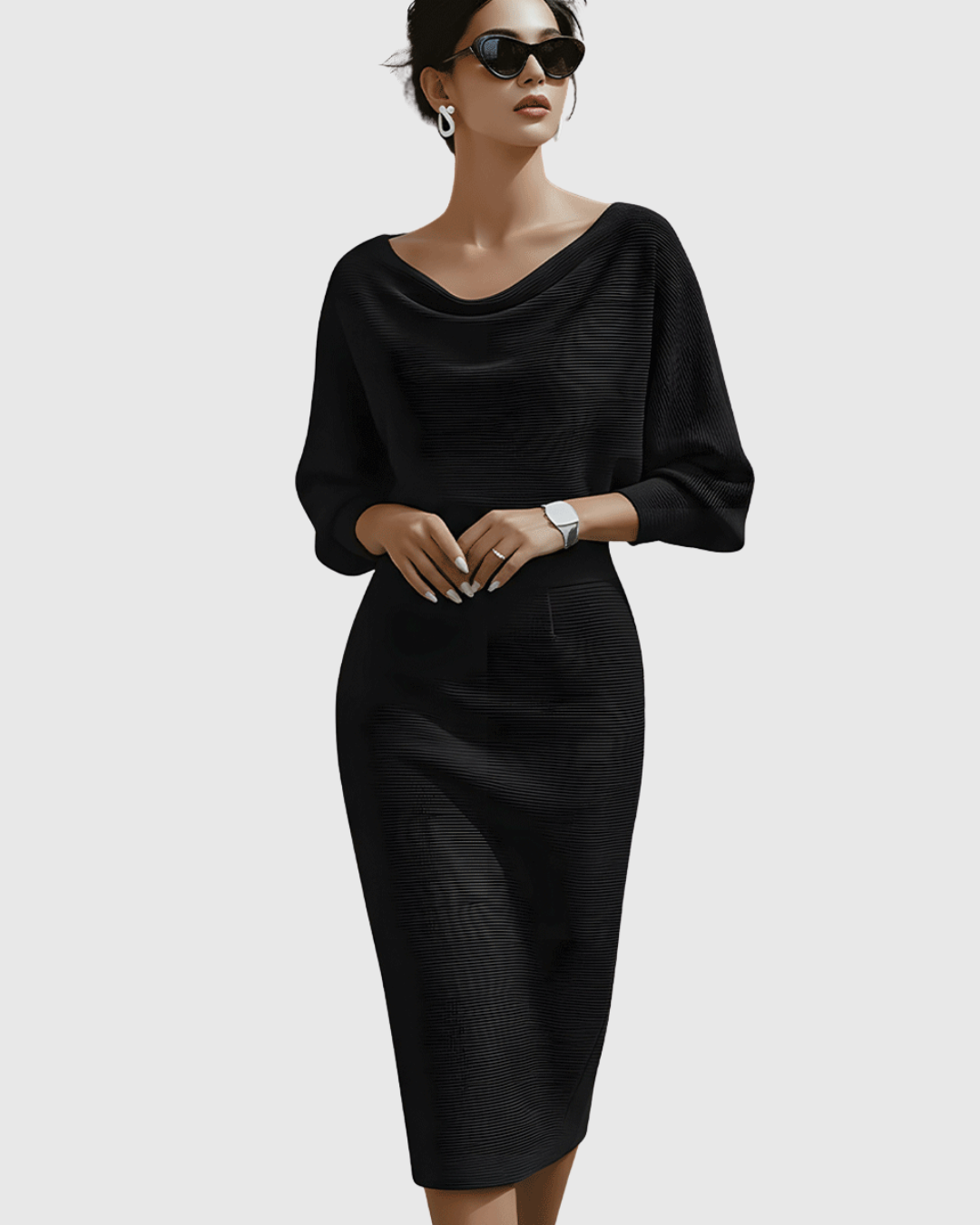 ISMERIA | Robe midi avec des manches chauve-souris
