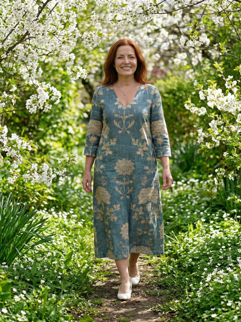 Skye | Robe Midi Fleurie à Forme Douce