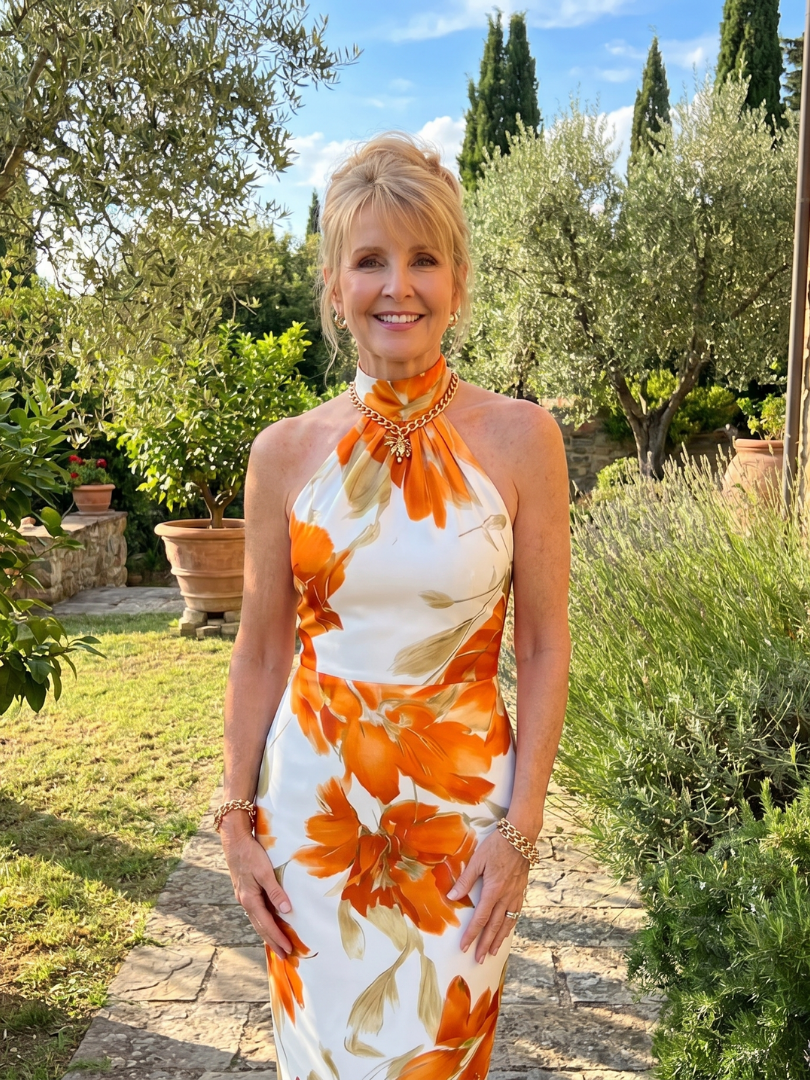 Zinnara | Robe Midi Imprimée Florale à Encolure Halter