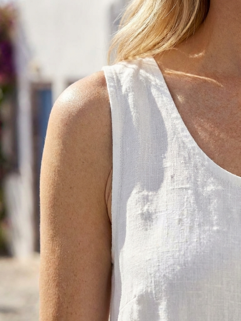 Ismera | Robe Midi Détendue Sans Manches à Col Rond