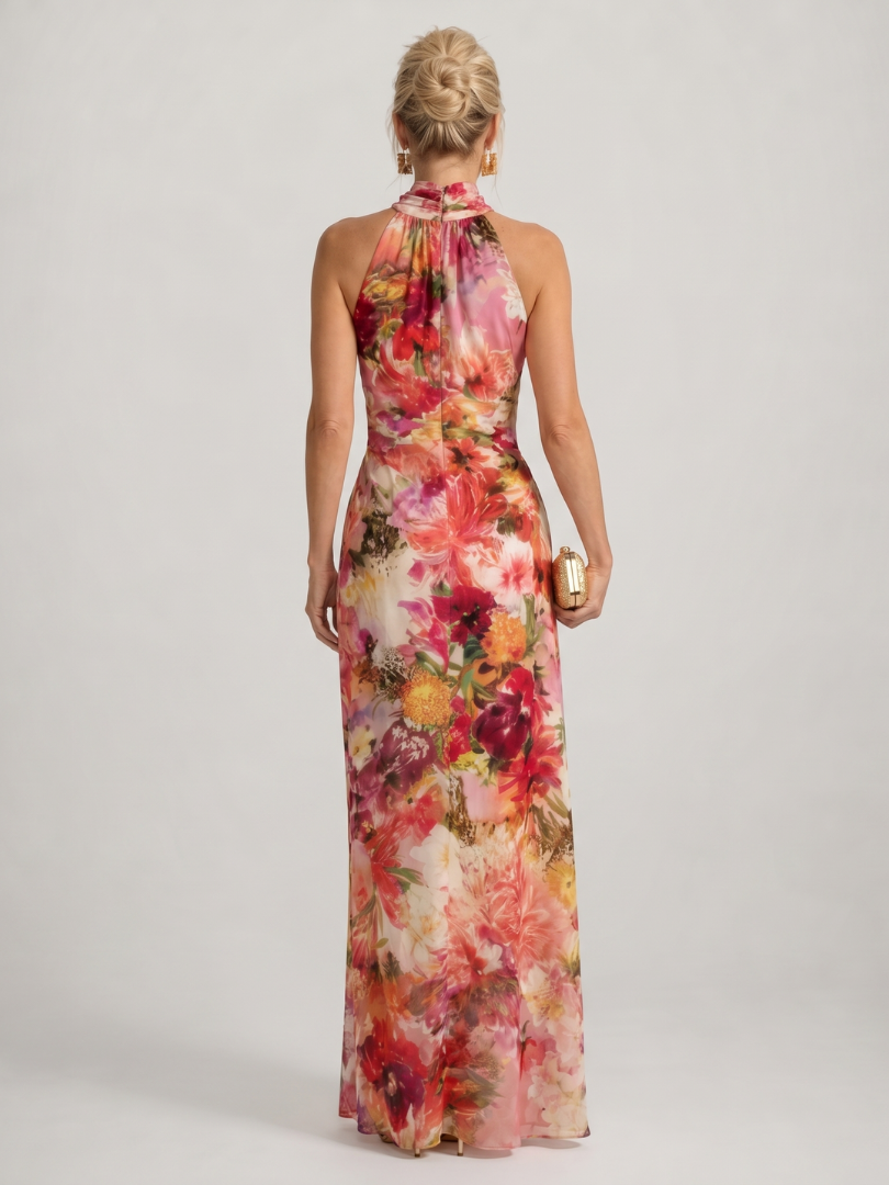 Elisabetta | Robe Maxi Imprimée Fleurie à Col Halter