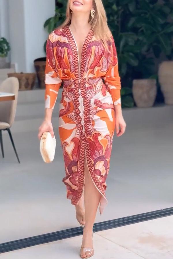 Eva | Robe Midi Dolman Unique Imprimé Évasion ensoleillée